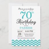 Invitation 70e anniversaire Turquoise Chevron (Devant)