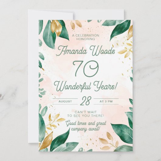 Invitation 70e anniversaire verdoyant (Devant)