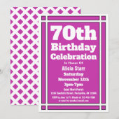 Invitation 70e anniversaire violet (Devant / Derrière)