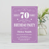Invitation 70e anniversaire violet et blanc (Debout devant)