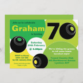 Invitation 70e Bowls de pelouse Barefoot Bowling Anniversaire (Devant / Derrière)