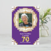 Invitation 70e élégant cadre photo or violet blanc soixante-d (Debout devant)