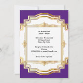 Invitation 70e élégant cadre photo or violet blanc soixante-d (Dos)