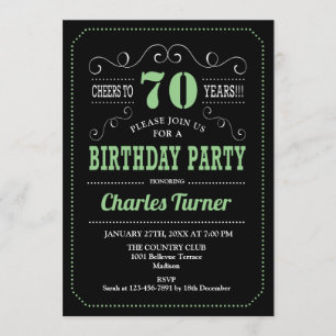 Invitation 70e fête d'anniversaire - Black Green