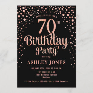Invitation 70e fête d'anniversaire - Black & Rose Gold