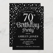 Invitation 70e fête d'anniversaire - Black & Silver (Devant / Derrière)