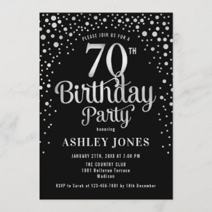 Invitation 70e fête d'anniversaire - Black & Silver