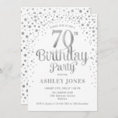 Invitation 70e fête d'anniversaire - Blanc & Argent (Devant / Derrière)