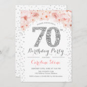 Invitation 70e fête d'anniversaire - Blanc Argent rose (Devant / Derrière)