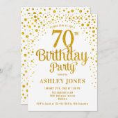 Invitation 70e fête d'anniversaire - Blanc & Or (Devant / Derrière)