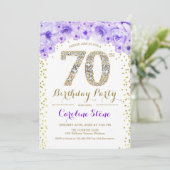 Invitation 70e fête d'anniversaire - Blanc or violet (Debout devant)