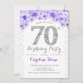 Invitation 70e fête d'anniversaire - Blanc Silver violet (Devant)