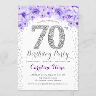 Invitation 70e fête d'anniversaire - Blanc Silver violet