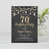Invitation 70e fête d'anniversaire - Chalkboard Gold (Debout devant)