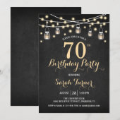 Invitation 70e fête d'anniversaire - Chalkboard Gold (Devant / Derrière)
