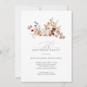 Invitation 70e fête d'anniversaire Citrouille blanc fleurs d' (Devant)