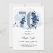 Invitation 70e fête d'anniversaire Côte Bleue Floral Numéro 7 (Devant)