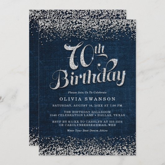 Invitation 70e fête d'anniversaire de Denim & Diamonds (Devant / Derrière)