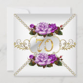 Invitation 70e fête d'anniversaire des femmes Rose violet Or (Devant)