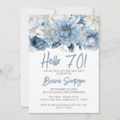 Invitation 70e fête d'anniversaire Dusty Blue Floral (Devant)