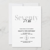 Invitation 70e fête d'anniversaire Elegant chic noir et blanc (Devant)