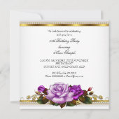Invitation 70e fête d'anniversaire féminine Rose Lilac en or  (Dos)