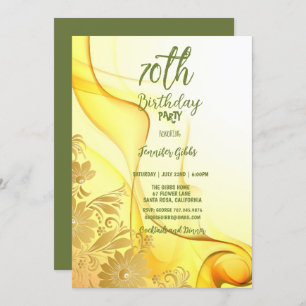 Invitation 70e fête d'anniversaire Fleurs jaunes et torrents