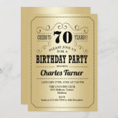 Invitation 70e fête d'anniversaire - Gold Black (Devant / Derrière)