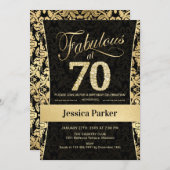 Invitation 70e fête d'anniversaire - Gold Black (Devant / Derrière)