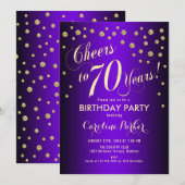 Invitation 70e fête d'anniversaire - Gold Purple (Devant / Derrière)