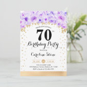 Invitation 70e fête d'anniversaire - Gold Purple Flowers (Debout devant)