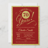 Invitation 70e fête d'anniversaire - Gold Red ANY AGE (Devant)