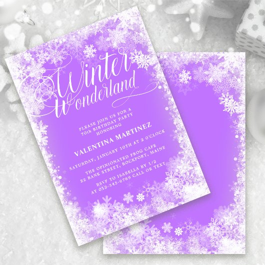 Invitation 70e fête d'anniversaire Hiver Wonderland Snowflake