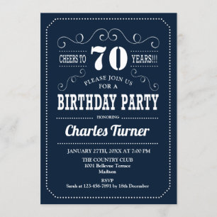 Invitation 70e fête d'anniversaire - Marine White