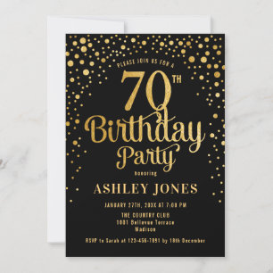 Invitation 70e fête d'anniversaire - Noir & Or