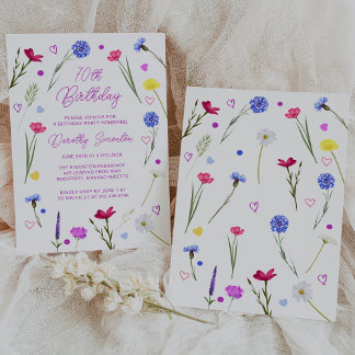 Invitation 70e fête d'anniversaire Purple Fleur sauvage Meado