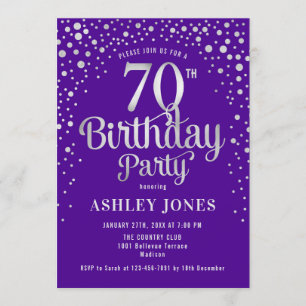 Invitation 70e fête d'anniversaire - Purple & Silver