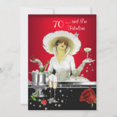 Invitation 70e fête d'anniversaire Retro Diva Art déco Argent (Devant)