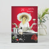 Invitation 70e fête d'anniversaire Retro Diva Art déco Argent (Debout devant)