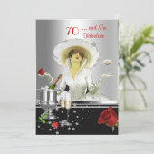 Invitation 70e fête d'anniversaire Retro Diva Art déco Argent (Debout devant)