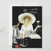 Invitation 70e fête d'anniversaire Retro Diva Art déco Argent (Devant)