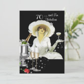 Invitation 70e fête d'anniversaire Retro Diva Art déco Argent (Debout devant)