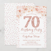 Invitation 70e fête d'anniversaire - Rose blanche or (Devant / Derrière)