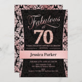 Invitation 70e fête d'anniversaire - Rose Gold Black (Devant / Derrière)