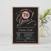 Invitation 70e fête d'anniversaire - Rose Gold Black ANY AGE (Debout devant)