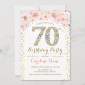 Invitation 70e fête d'anniversaire - Rose or blanc (Devant)