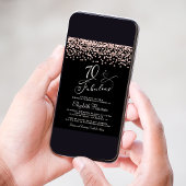 Invitation 70e fête d'anniversaire Rose Parties scintillant d