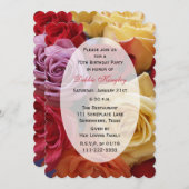 Invitation 70e fête d'anniversaire Roses multicolores (Devant / Derrière)