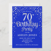 Invitation 70e fête d'anniversaire - Royal Blue & Silver (Devant)