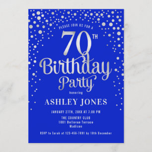 Invitation 70e fête d'anniversaire - Royal Blue & Silver
